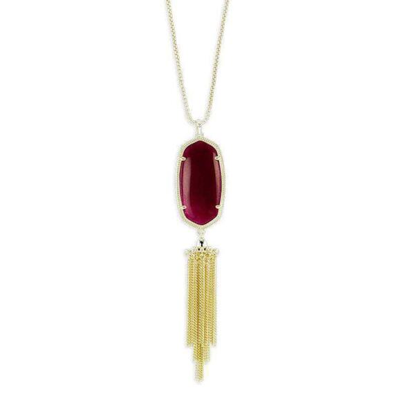 Kendra Scott Jewelry - Kendra Scott Stone Tassel Necklace Gold Maroon Long Statement Piece